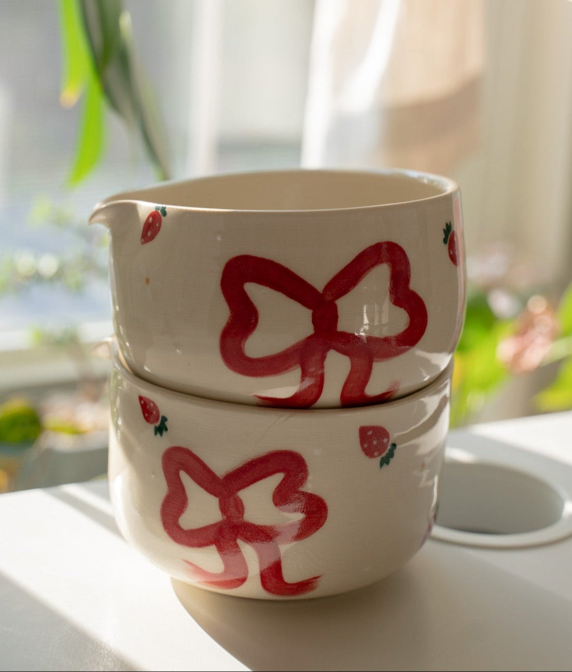 Strawberries & Bows Matcha Bowl