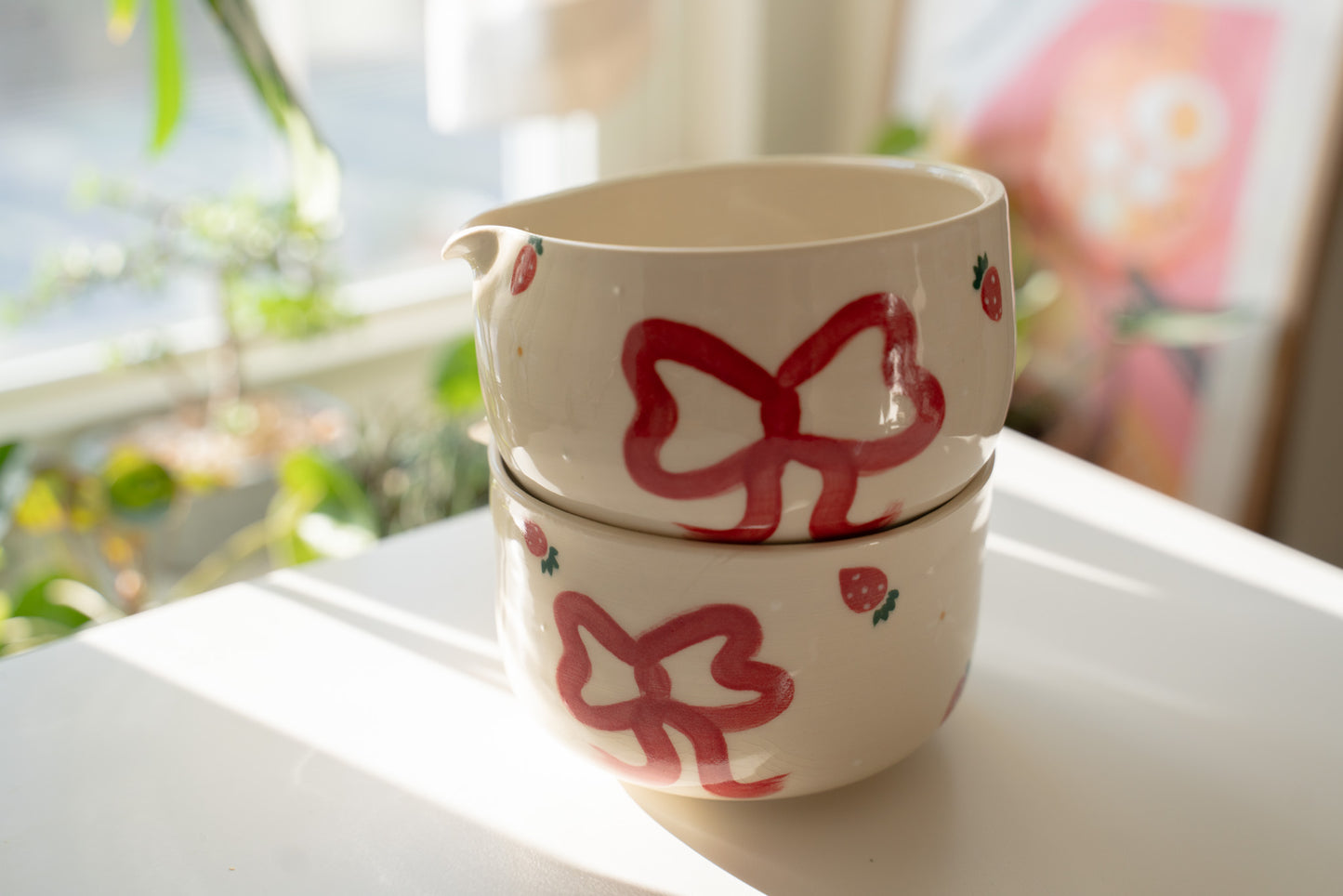 Strawberries & Bows Matcha Bowl