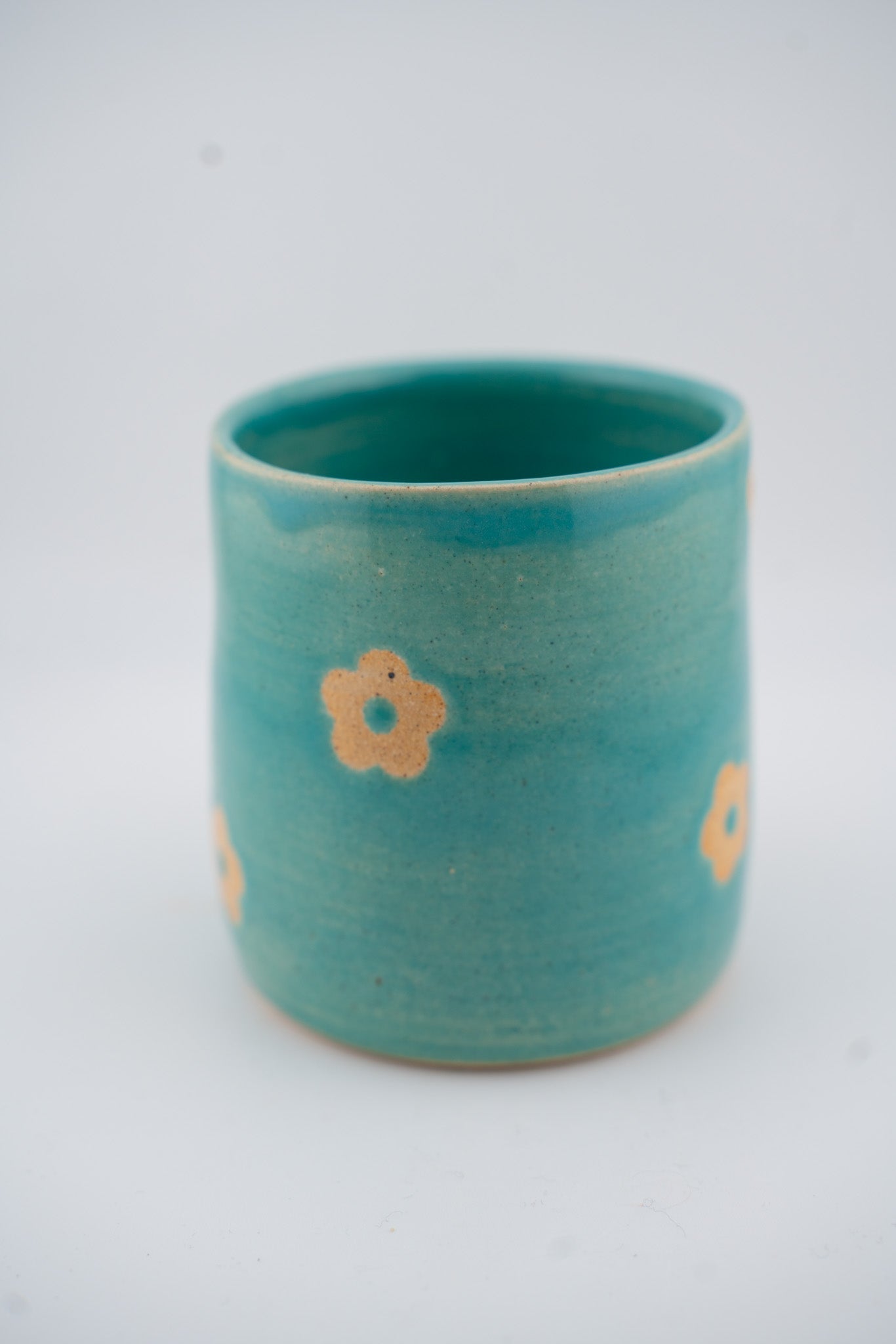 Teal Inlaid Flower Cup