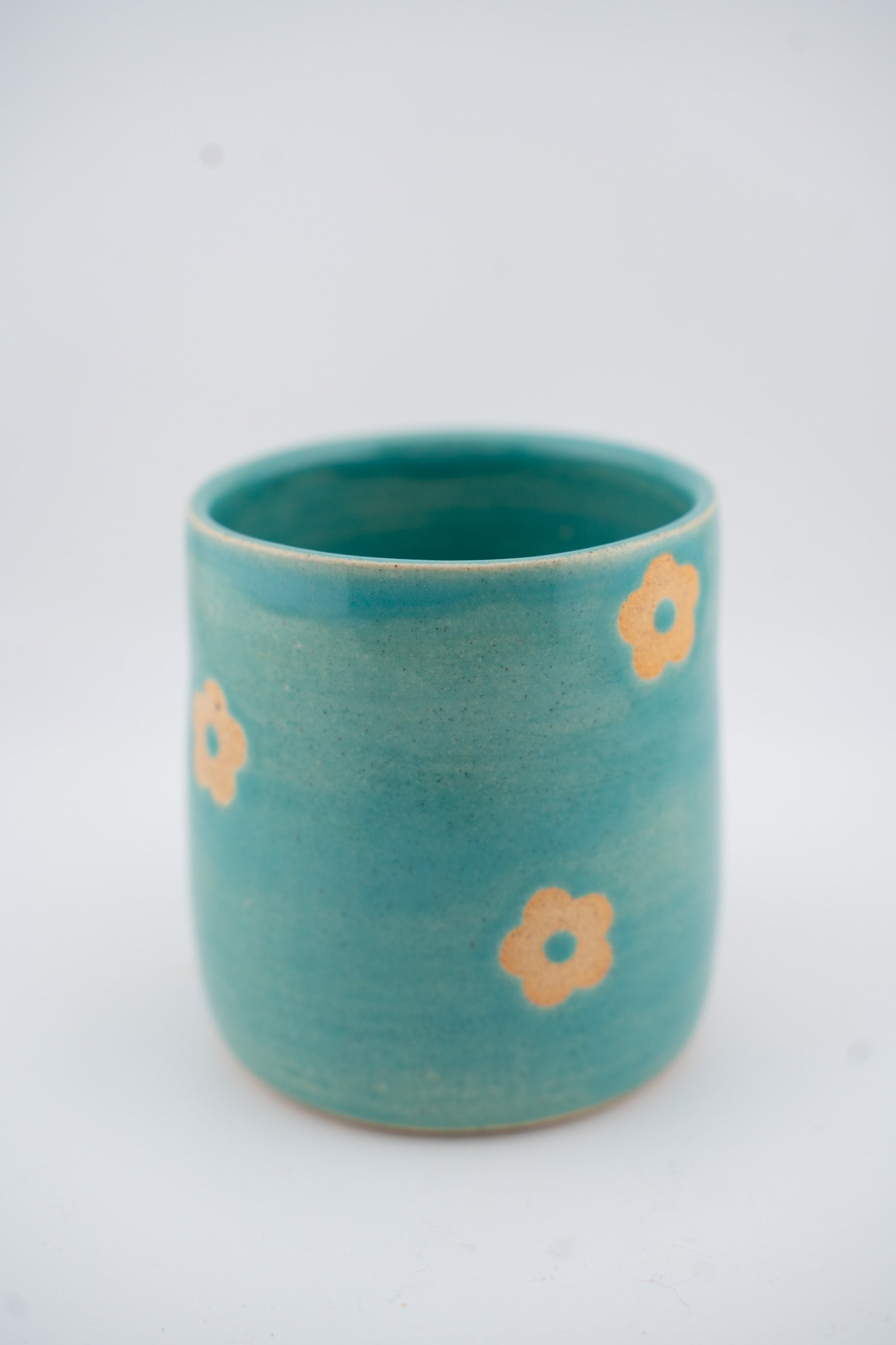Teal Inlaid Flower Cup