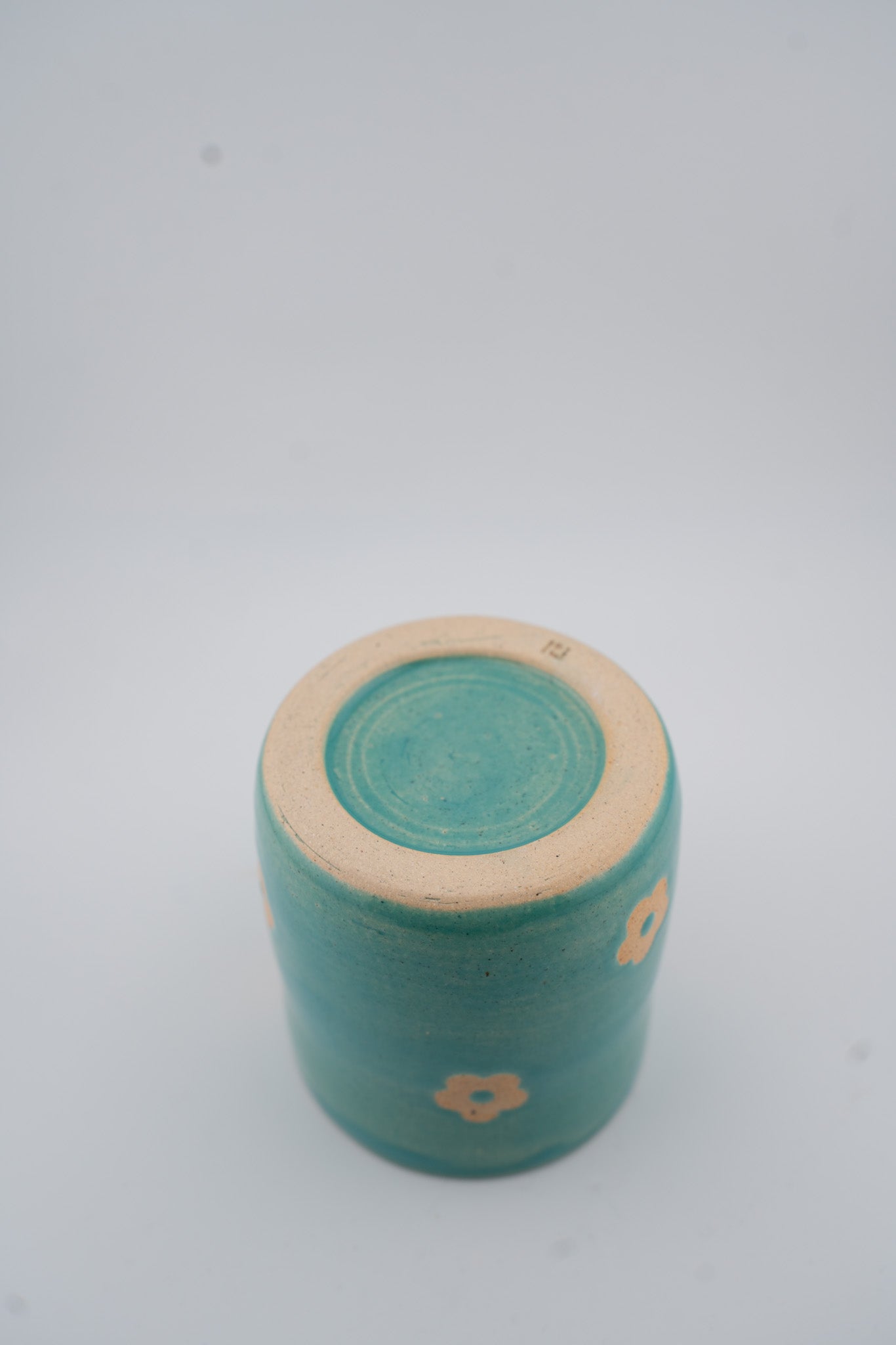 Teal Inlaid Flower Cup