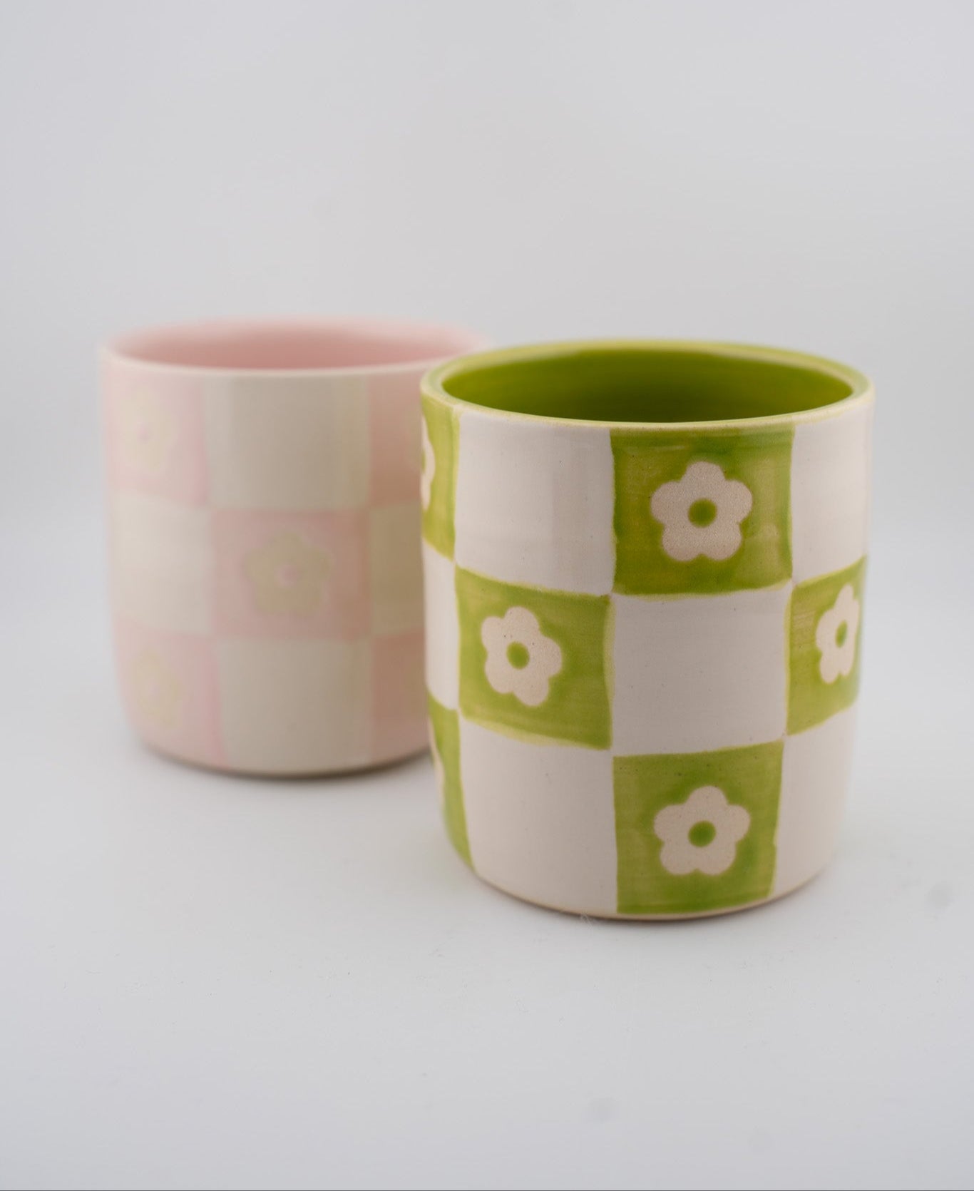 Checkered Floral Cup