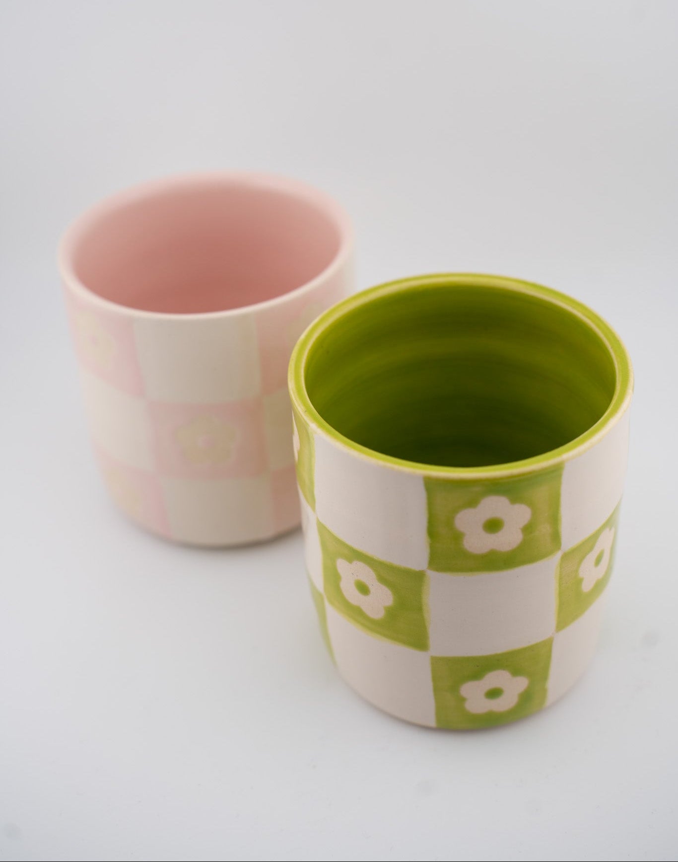 Checkered Floral Cup