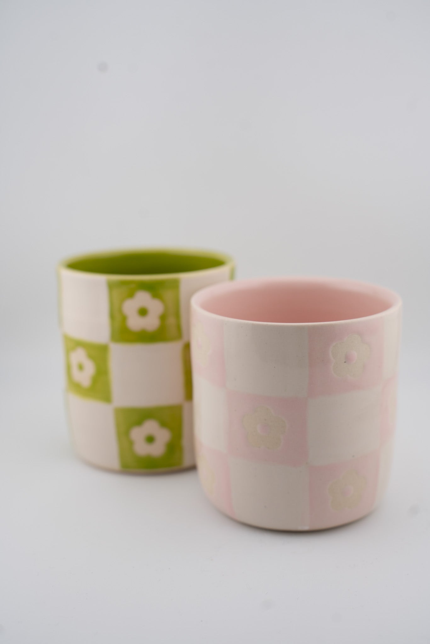 Checkered Floral Cup