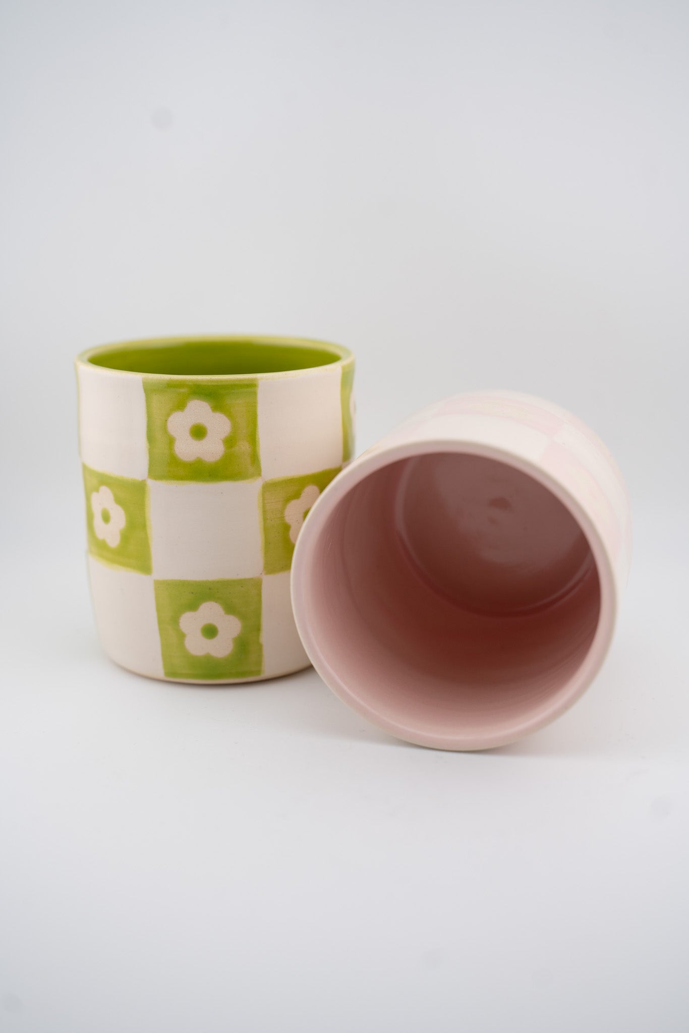 Checkered Floral Cup
