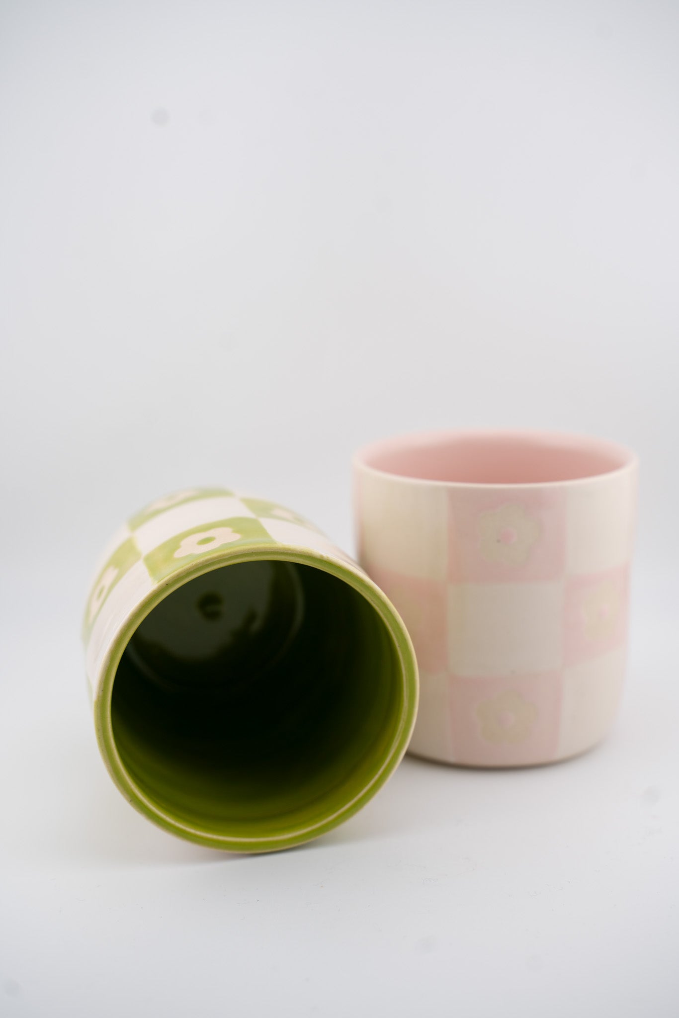 Checkered Floral Cup