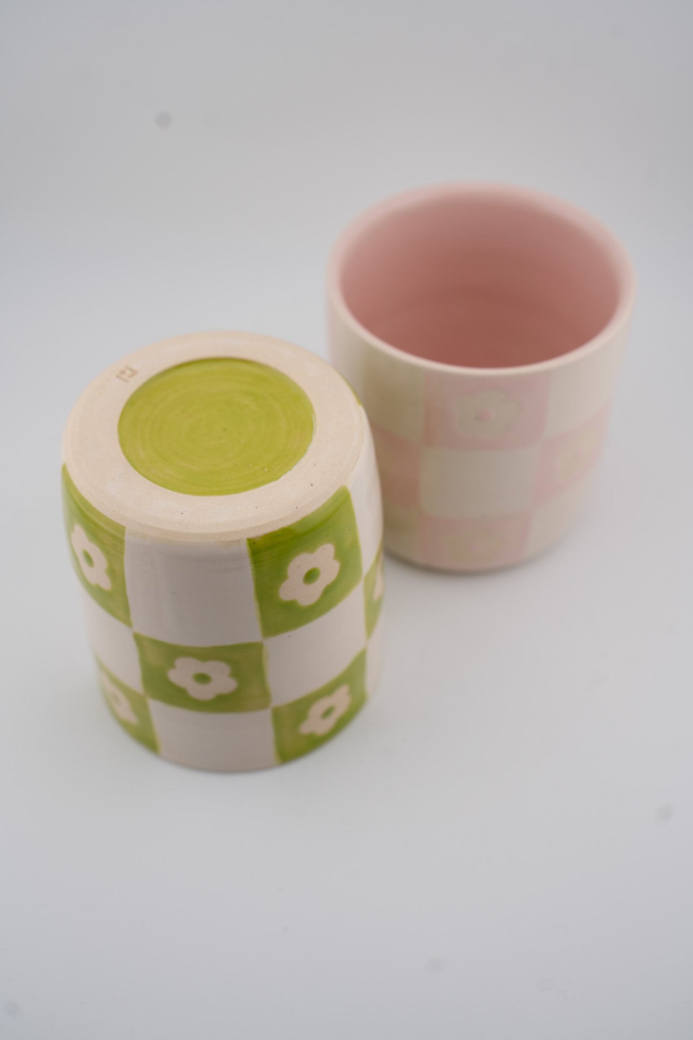 Checkered Floral Cup