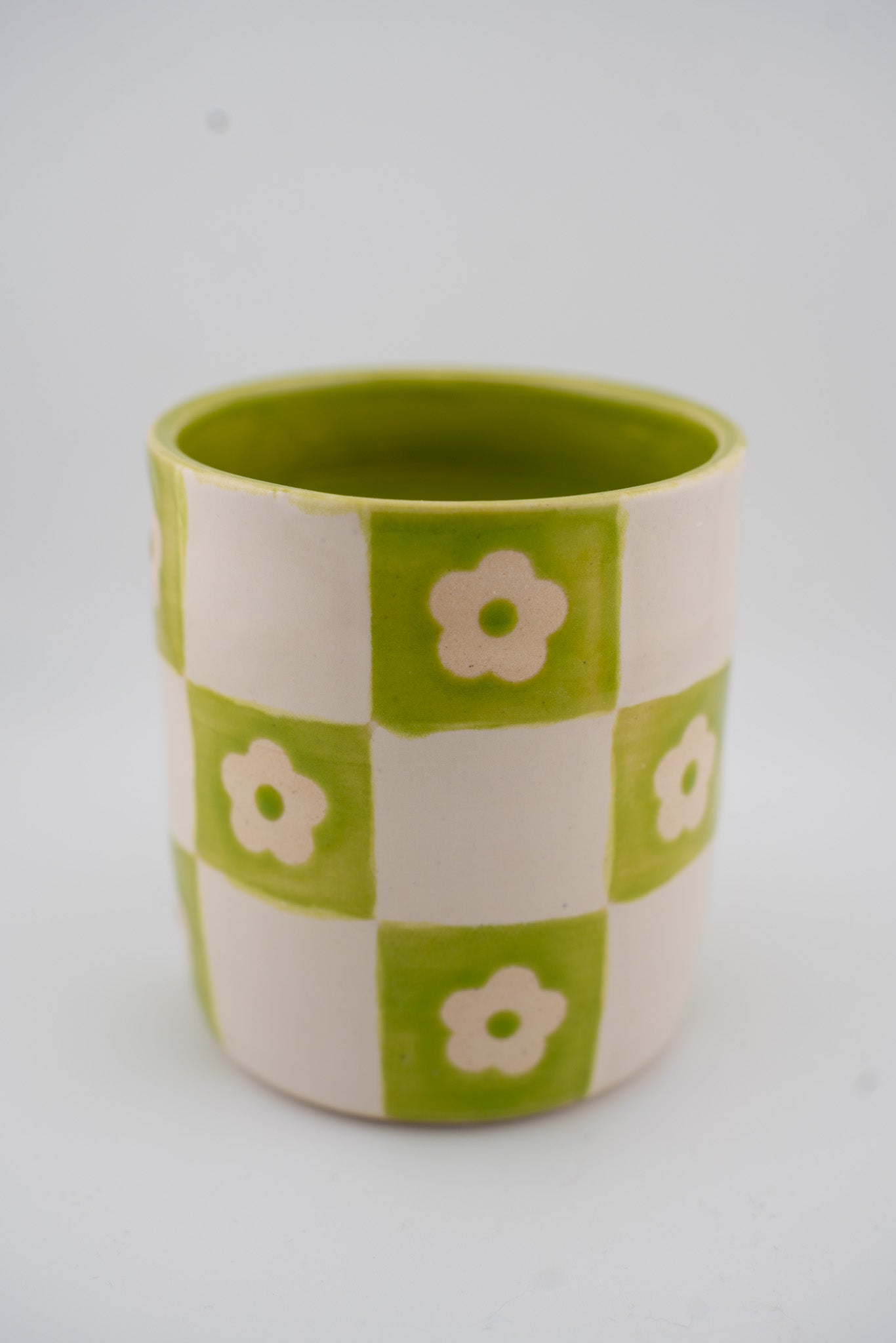 Checkered Floral Cup