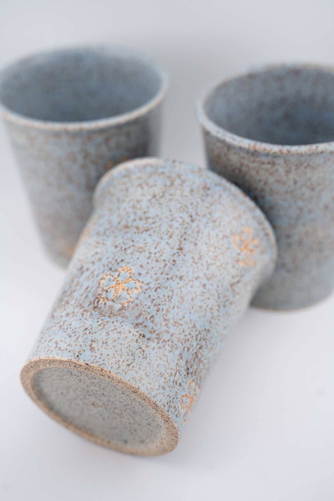 Speckled Blue Inlaid Flower "Paper" Cup
