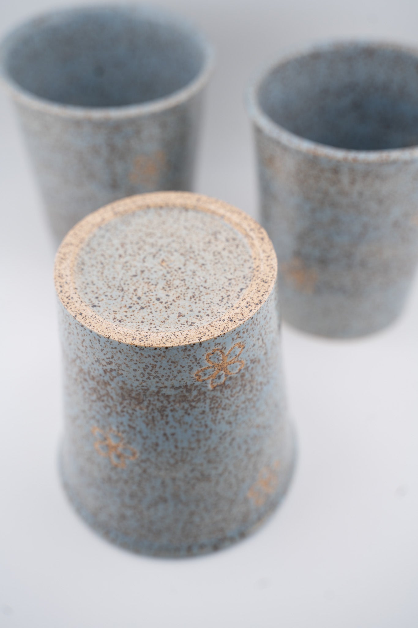 Speckled Blue Inlaid Flower "Paper" Cup