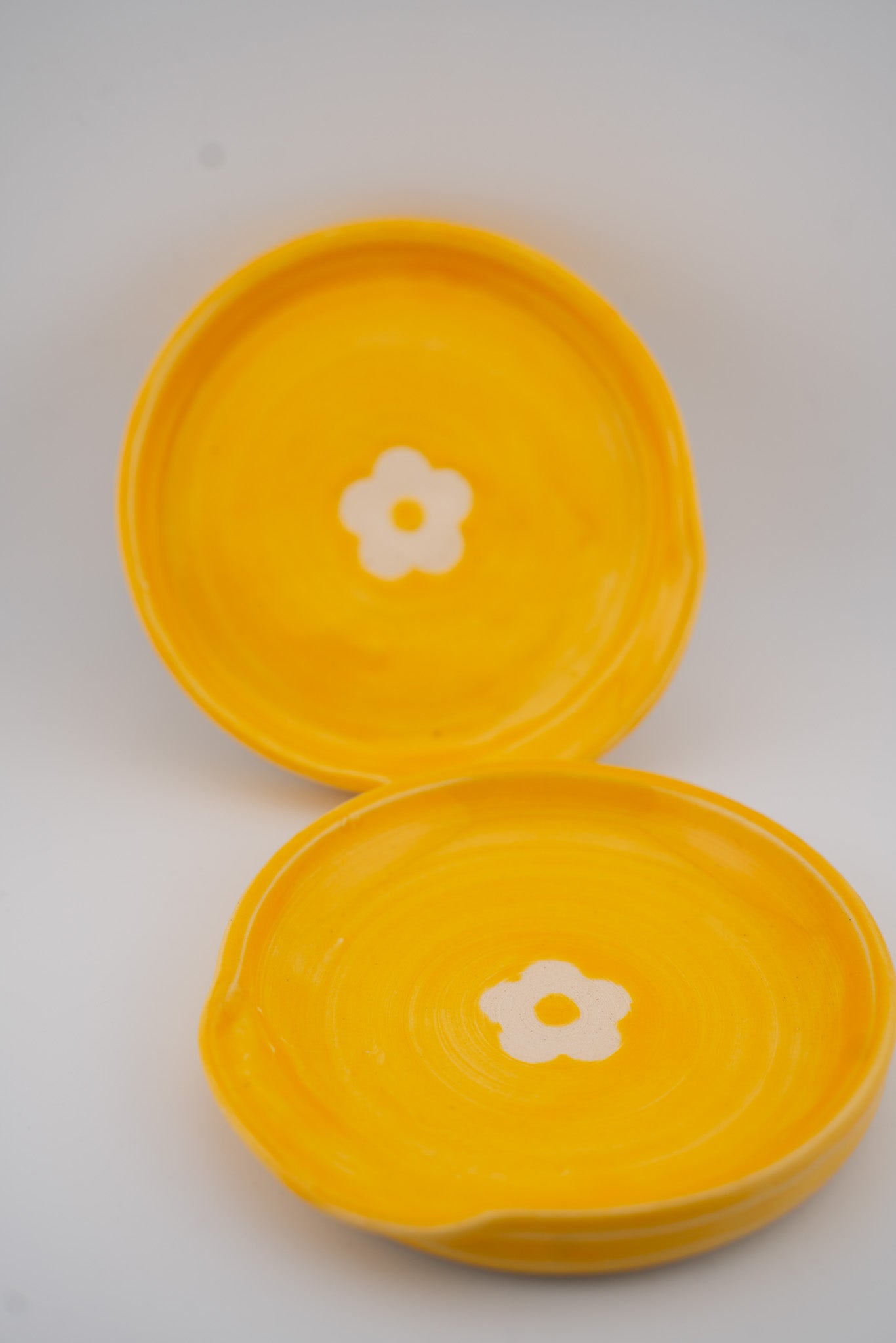Yellow Inlaid Flower Spoon Rest