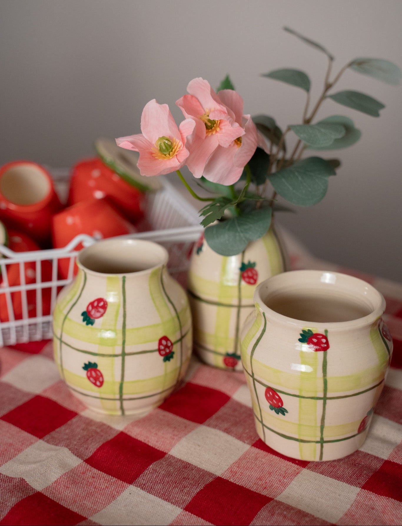 Strawberry Picnic Bud-Vase