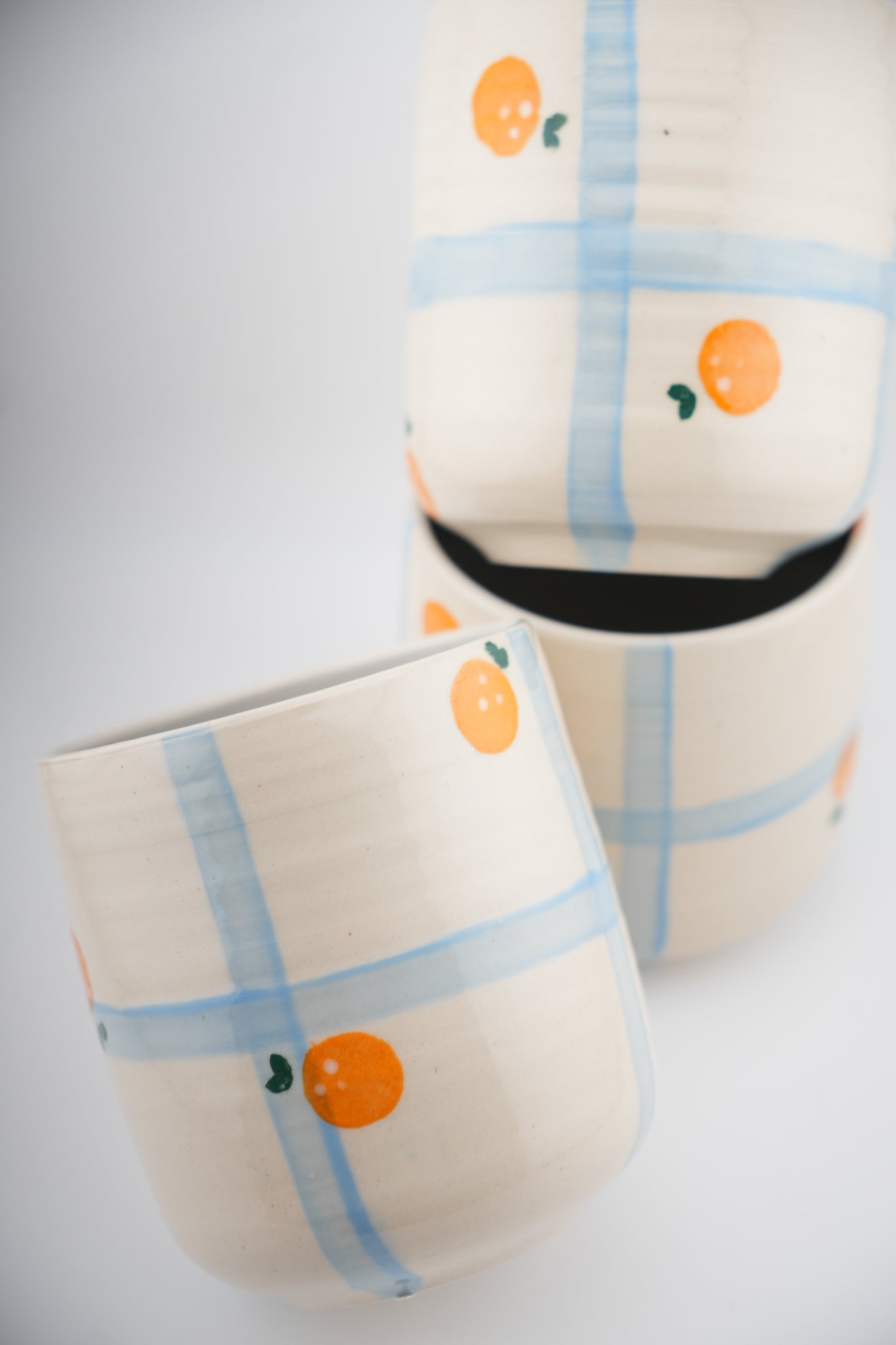 Blue Grid & Oranges Cup