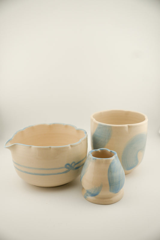 Light Blue Scalloped Matcha Set