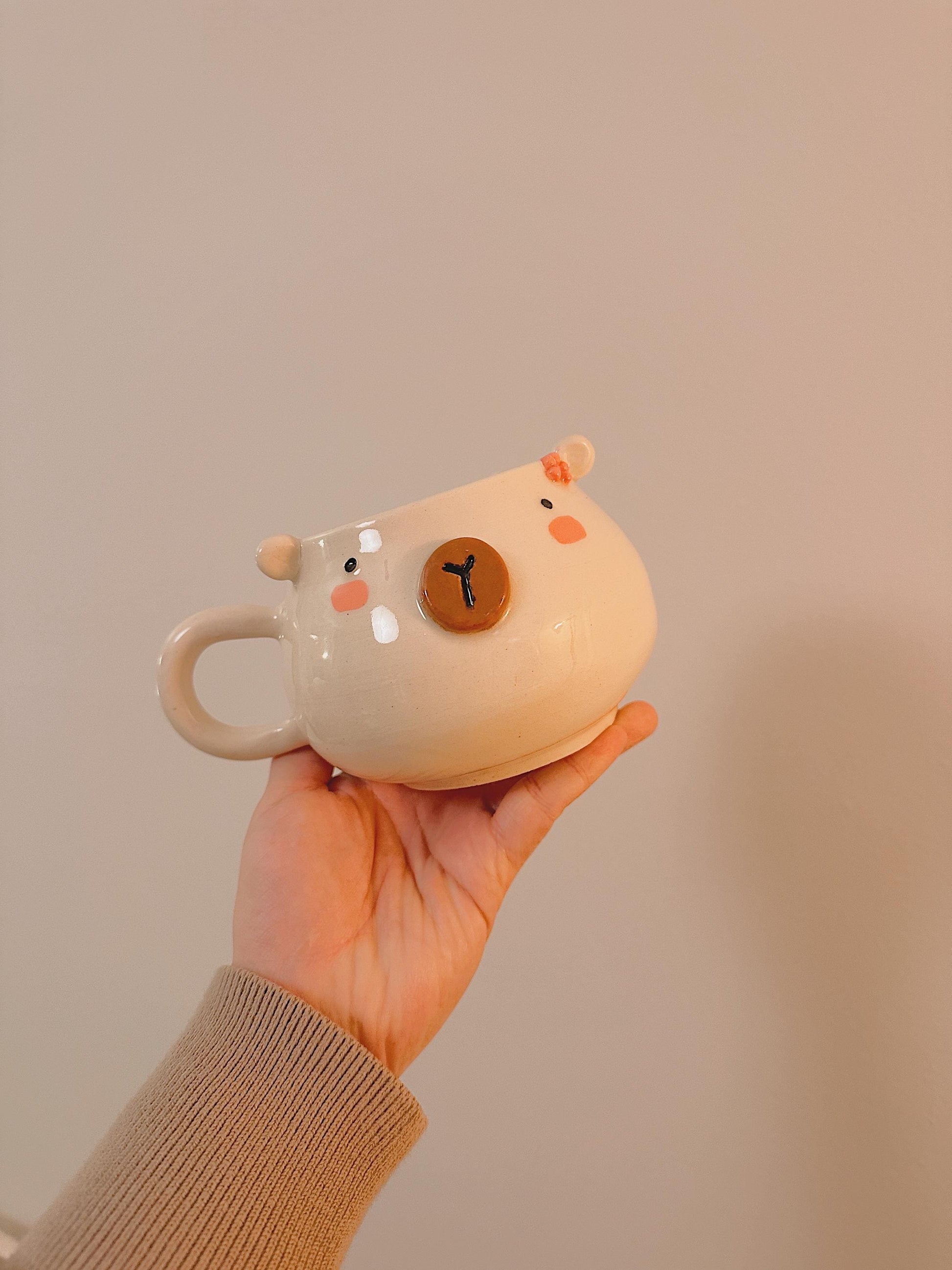 white bear mug (handmade ceramics, mugs and cups, gift for coffee/tea lover, birthday gift)