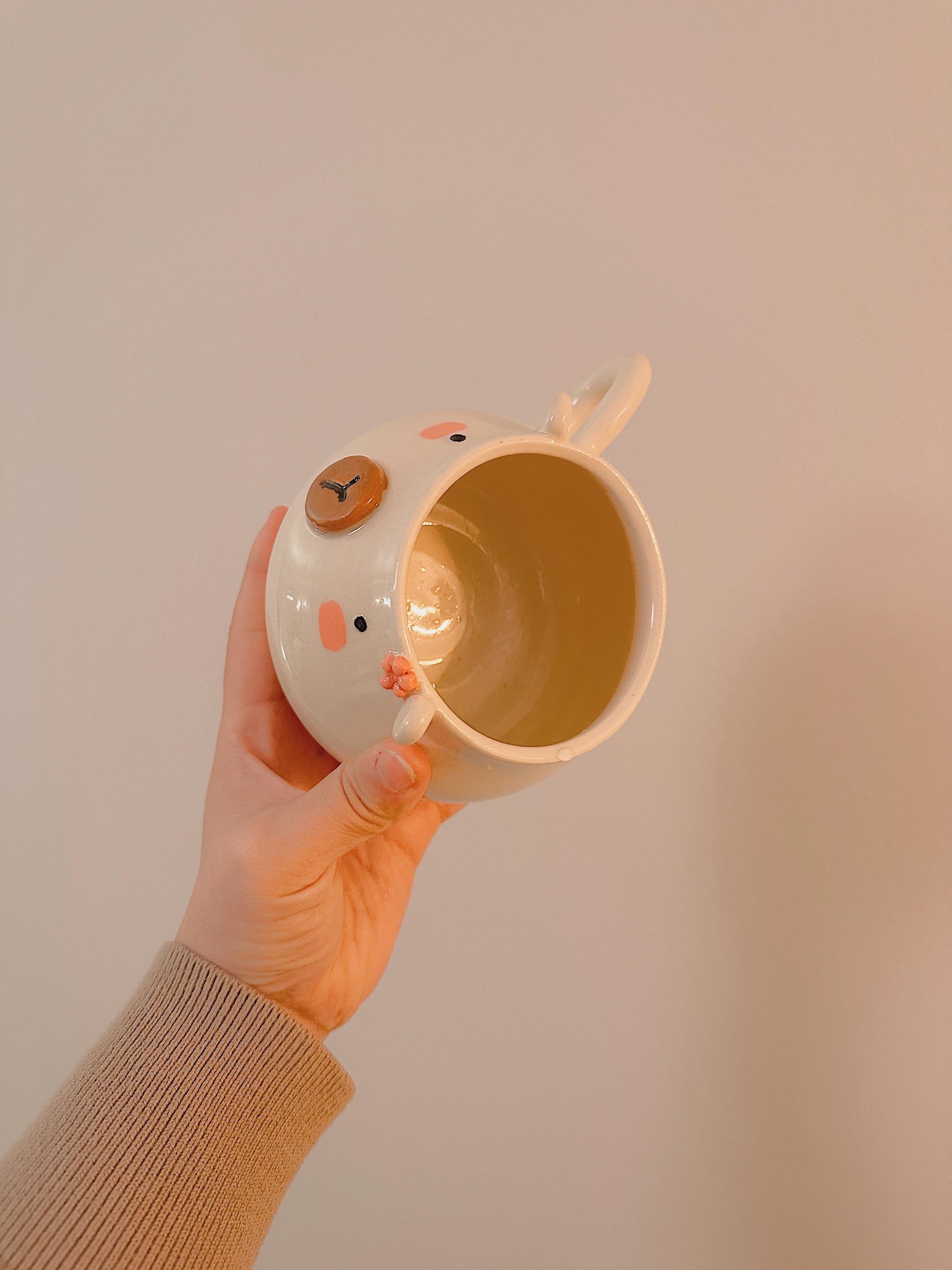 white bear mug (handmade ceramics, mugs and cups, gift for coffee/tea lover, birthday gift)