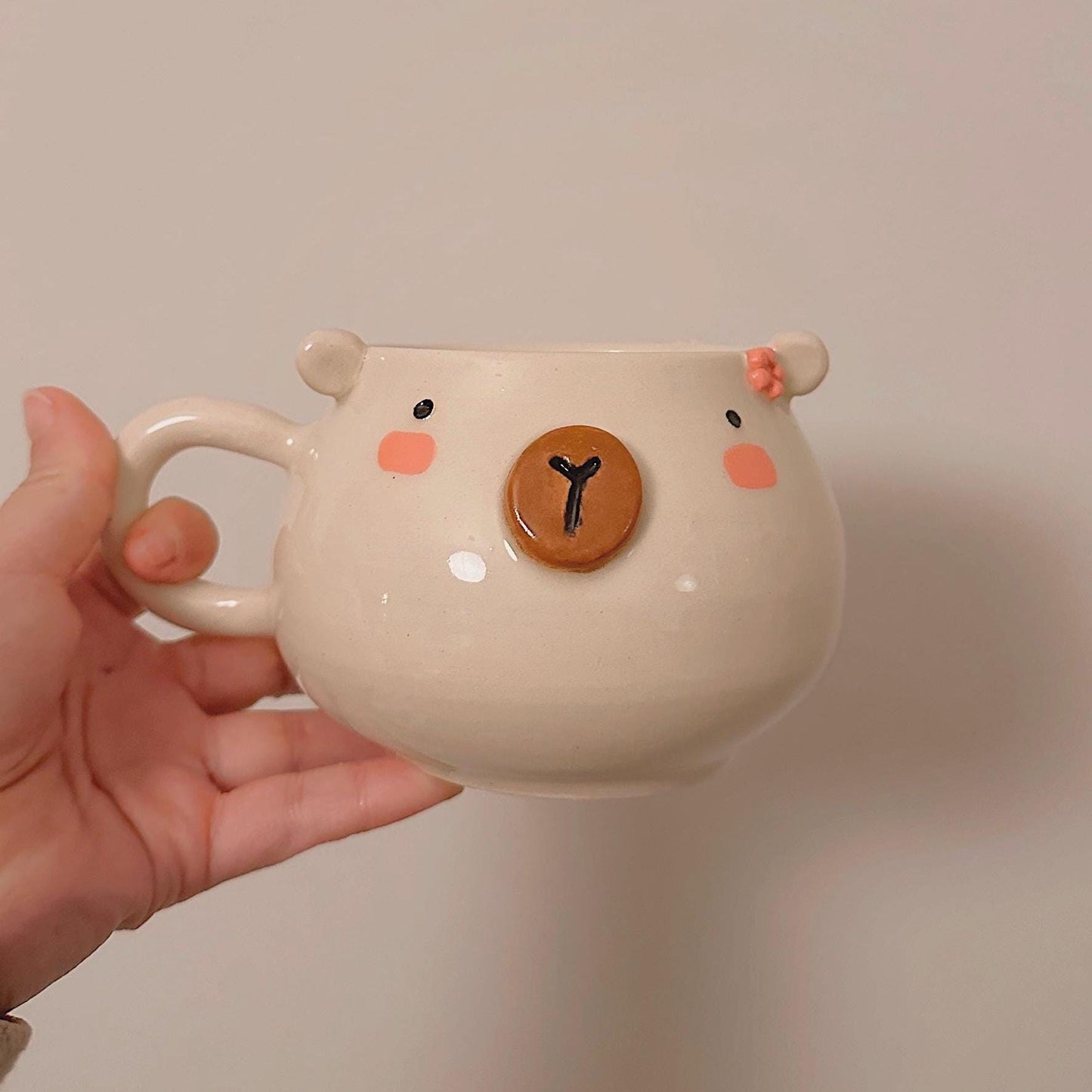 white bear mug (handmade ceramics, mugs and cups, gift for coffee/tea lover, birthday gift)