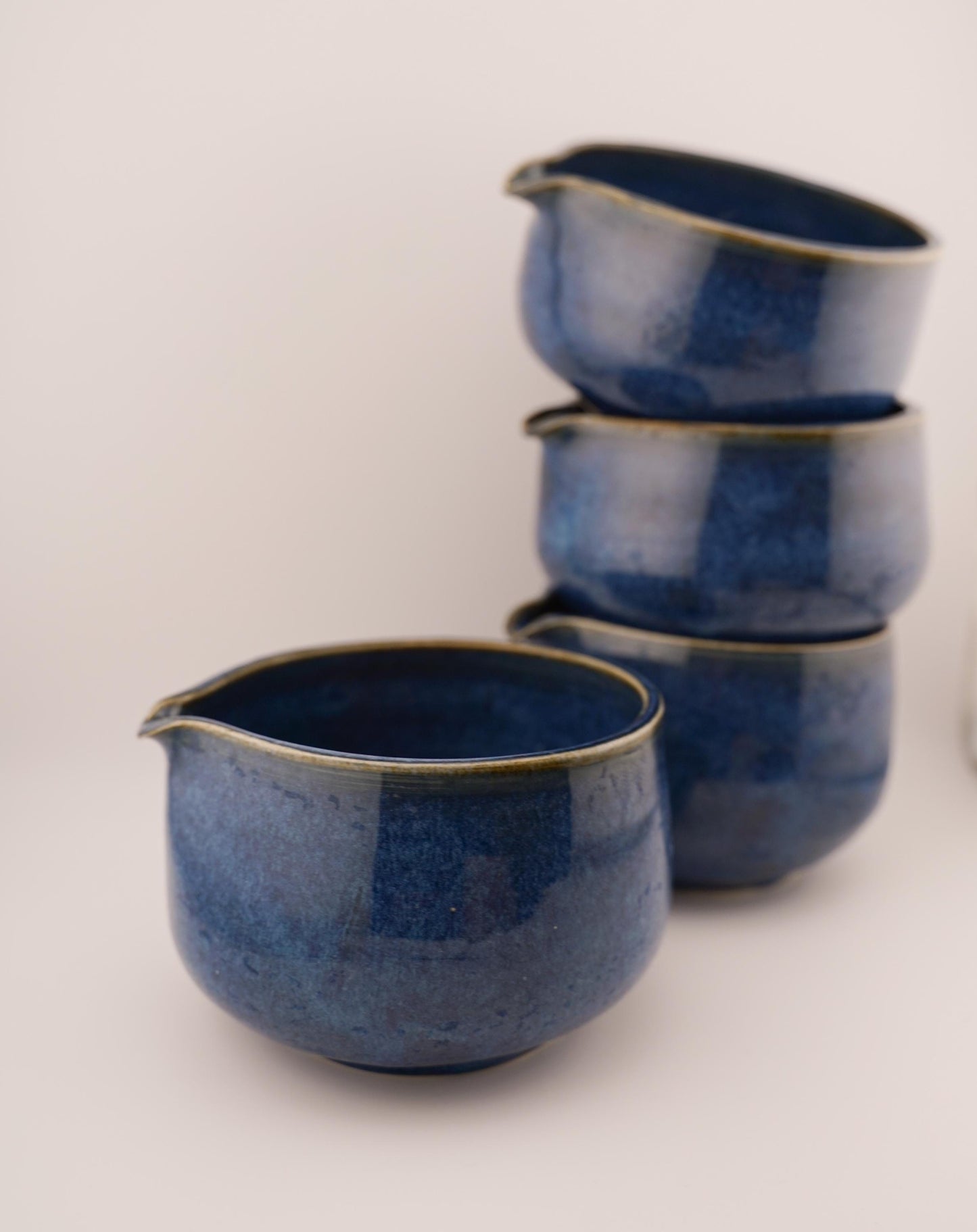 navy blue matcha bowls with spout (handmade ceramics, chawan, gift for matcha lover, birthday gift)