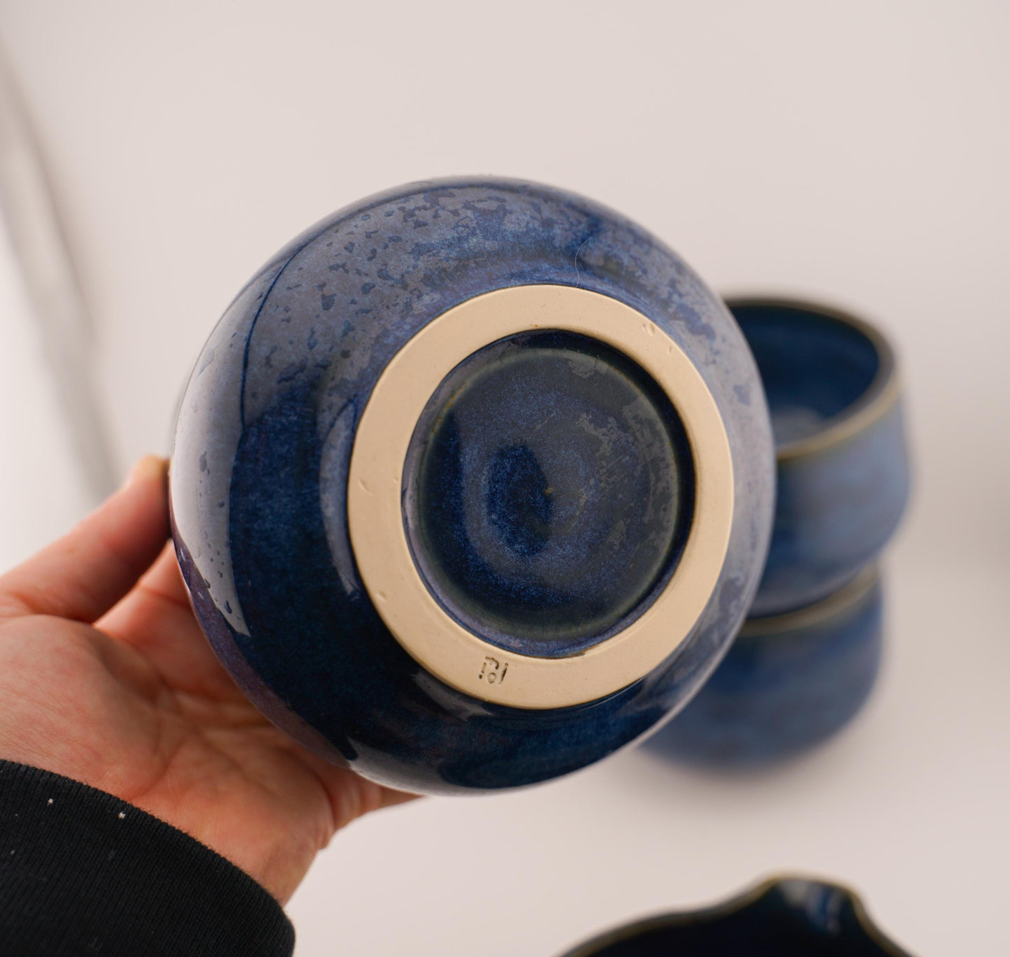 navy blue matcha bowls with spout (handmade ceramics, chawan, gift for matcha lover, birthday gift)